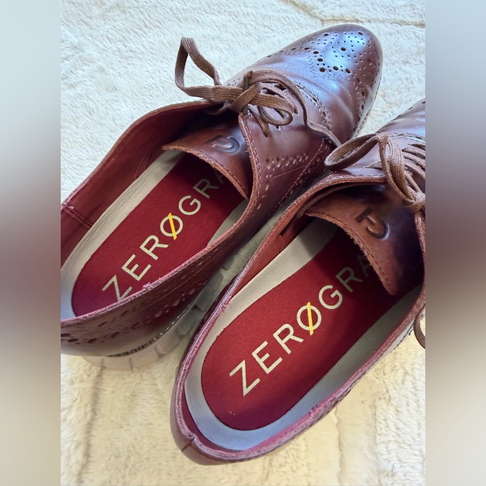 $220 Cole Haan Zerogrand Dark Brown Wingtip Brogue Oxford Leather Shoes 11.5 - Picture 8 of 9